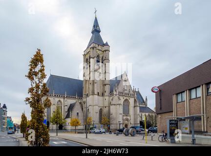 Vilvoorde, Belgium - November 11, 2021: Church of Our Lady of Good Hope, Onze-Lieve-Vrouw van Goede Hoop, Gothic main church dates from the 14th-15th Stock Photo