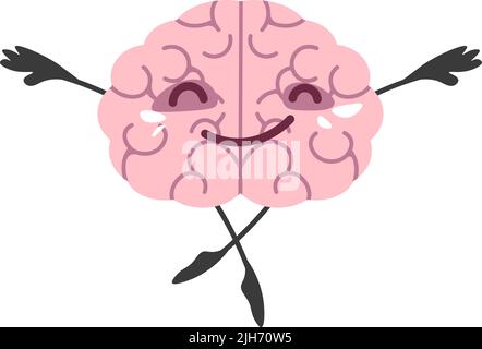 Meditating brain, mind character with closed eyes Stock Vector