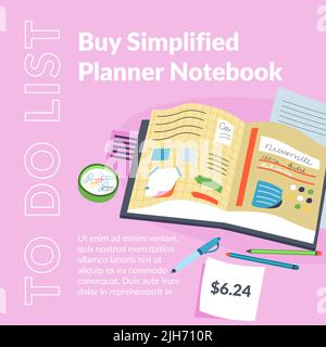 Buy simplified planner notebook, to do list vector Stock Vector