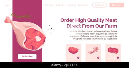 High quality meat, order from our farm online Stock Vector
