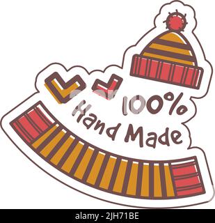 Hand made clothes, knitted winter hat and scarf Stock Vector