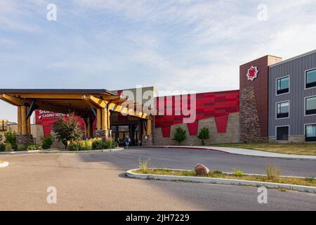 Wyoming, JUL 9 2022 - Exterior view of the Shoshone Rose Casino and Hotel Stock Photo