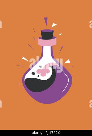 Magic potion in bottle with cap, elixir or spell Stock Vector