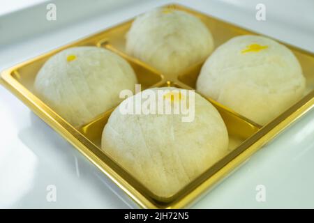Traditional Chinese pastry, mooncake with salted egg yolk Stock Photo