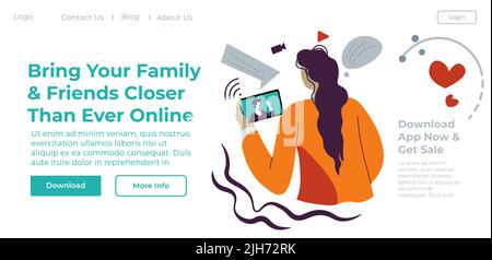 Bring your family closer than ever online web Stock Vector