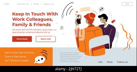 Video calling app, keep in touch with family web Stock Vector