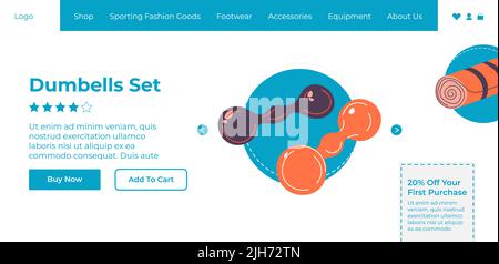 Dumbbells set, buy from online sports shop web Stock Vector