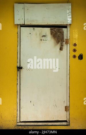 Simple home-made door in Stanley, Hong Kong Island Stock Photo