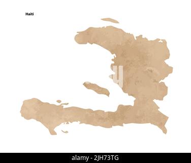 Old vintage paper textured map of Haiti Country - Vector illustration Stock Vector