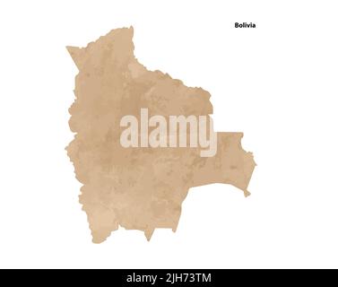 Old vintage paper textured map of Bolivia Country - Vector illustration Stock Vector