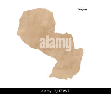 Old vintage paper textured map of Paraguay Country - Vector illustration Stock Vector