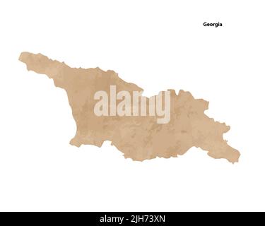 Old vintage paper textured map of Georgia Country - Vector illustration Stock Vector