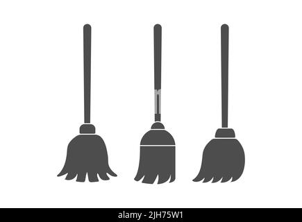 Broomstick. A set of vector illustrations for application, scrapbooking and creative design. Flat style Stock Vector