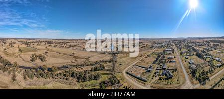 Aerial View at Deepwater, NSW, 2371, Australia, view of the town, buildings and surroundings Stock Photo