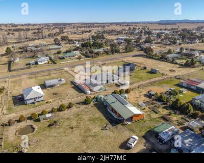 Aerial View at Deepwater, NSW, 2371, Australia, view of the town, buildings and surroundings Stock Photo