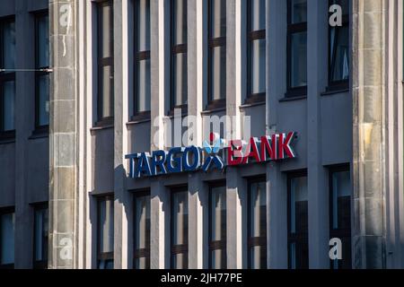 Hamburg, Germany  22 June 2022,  The 'Targobank' brand logo in front of a branch in Hamburg Stock Photo