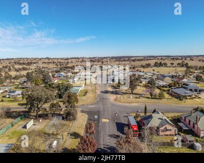 Aerial View at Deepwater, NSW, 2371, Australia, view of the town, buildings and surroundings Stock Photo