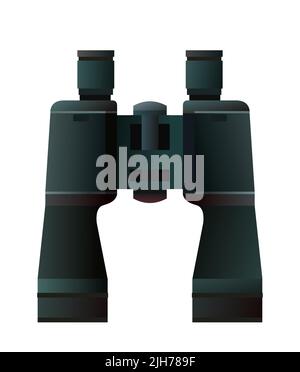 Binoculars are tourist. Optics device. Object isolated on white background. Vector. Stock Vector