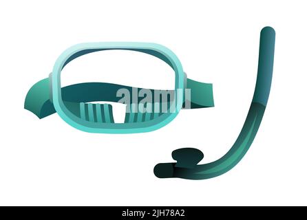 Glass mask and snorkel for scuba diving. Object isolated on white background. Vector. Stock Vector