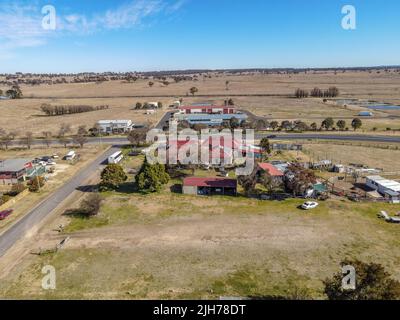 Aerial View at Deepwater, NSW, 2371, Australia, view of the town, buildings and surroundings Stock Photo