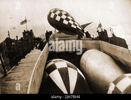 World war 2 , anti-aircraft precautions -- WWII - A view of camouflaged barrage balloons at the depot of the British Kite Balloon Section.j Stock Photo