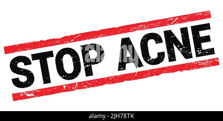 STOP ACNE text written on black-red rectangle stamp sign. Stock Photo