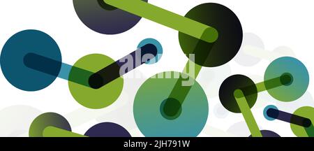 Line points connections geometric abstract background. Circles connected by lines. Trendy techno business template for wallpaper, banner, background o Stock Vector