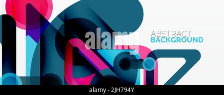 Geometric primitives. Lines, circles abstract background Stock Vector