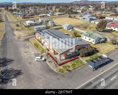 Aerial View at Deepwater, NSW, 2371, Australia, view of the town, buildings and surroundings Stock Photo