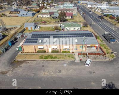 Aerial View at Deepwater, NSW, 2371, Australia, view of the town, buildings and surroundings Stock Photo