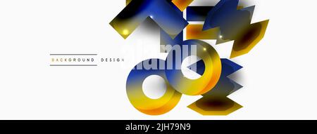Minimal geometric abstract background. Primitive shapes composition backdrop. Trendy techno business template for wallpaper, banner, background or lan Stock Vector