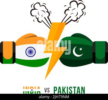 India vs Pakistan. Concept of trade war, fight or war on border between india and pakistan. Vector illustration. Stock Vector