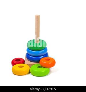 Ring stack tower isolated against white background Stock Photo