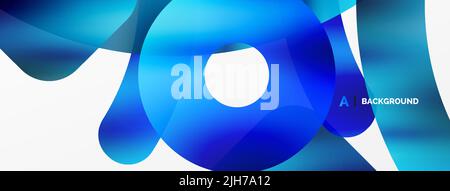 Metallic shiny geometric surfaces, round shapes and circles. Digital web futuristic template for wallpaper, banner, background, card, book Illustratio Stock Vector