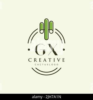 GX Initial letter green cactus logo template vector Stock Vector