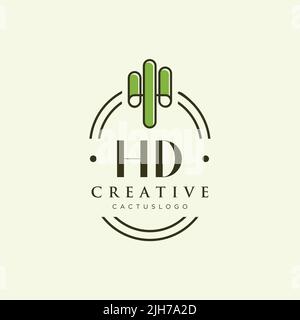 HD Initial letter green cactus logo template vector Stock Vector