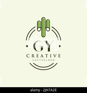 GY Initial letter green cactus logo template vector Stock Vector