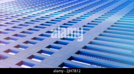 Abstract dark blue background. Squares going into the distance, geometry, symmetry. Big data digital code, DNA biology data transmission and transmiss Stock Photo