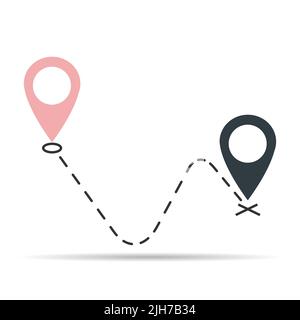 We have moved announcement design shadow, location Vector icon symbol pointer, navigation illustration . Stock Vector
