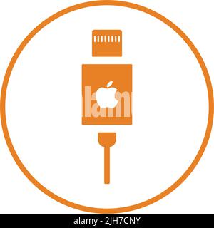 Adapter, apple, bus, cable, connector icon is isolated on white background. Use for graphic and web design or commercial purposes. Vector EPS file. Stock Vector