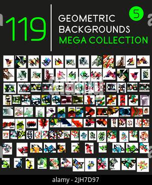 Huge mega collection of 119 geometric shape abstract backgrounds Stock Vector