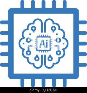 Intelligence, brain, chip icon - Simple editable vector EPS file. Stock Vector