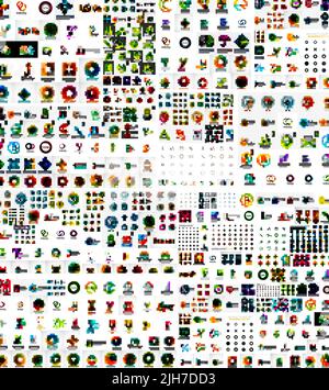 Vector abstract company logos mega collection, loops, concepts swirls waves Stock Vector