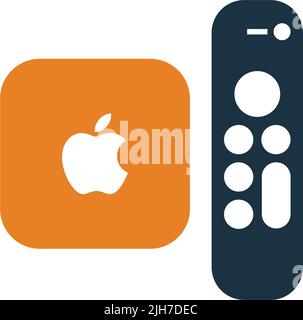 Apple, remote, television, tv icon - Simple editable vector EPS file. Stock Vector