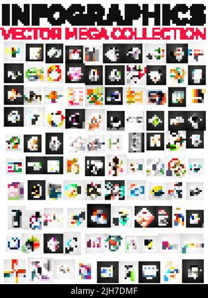Mega collection of 100 infographic layouts - banners, backgrounds, brochure templates Stock Vector
