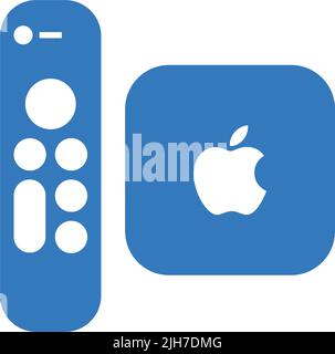 Apple, remote, television, tv icon - Simple editable vector EPS file. Stock Vector