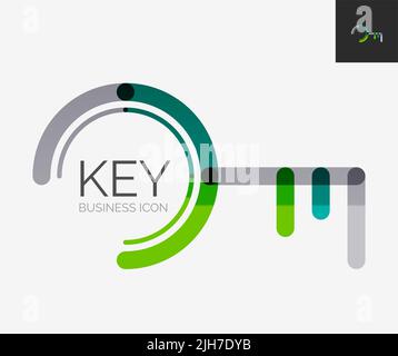 Minimal line design logo, business key icon, branding emblem Stock Vector
