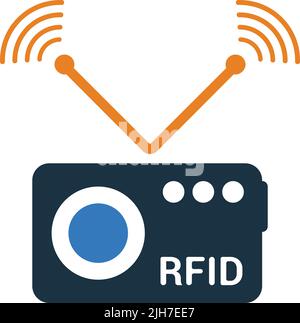 Chip, frequency, radio, rfid, signal icon is isolated on white background. Use for graphic and web design or commercial purposes. Vector EPS file. Stock Vector