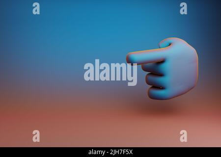 Beautiful illustrations abstract Hand index finger points to on a multicolor bright background. 3d rendering illustration. Background pattern for desi Stock Photo