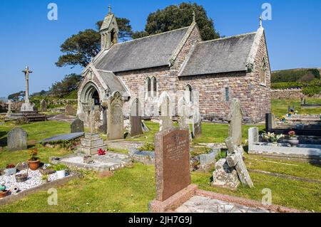 St Nicholas Church at Nicholaston on the road from Swansea to towards Rhossili Bay Gower AONB Stock Photo